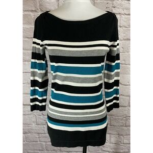 White House Black Market Womens Sweater SZ XS Striped 3/4 Sleeve Stretch